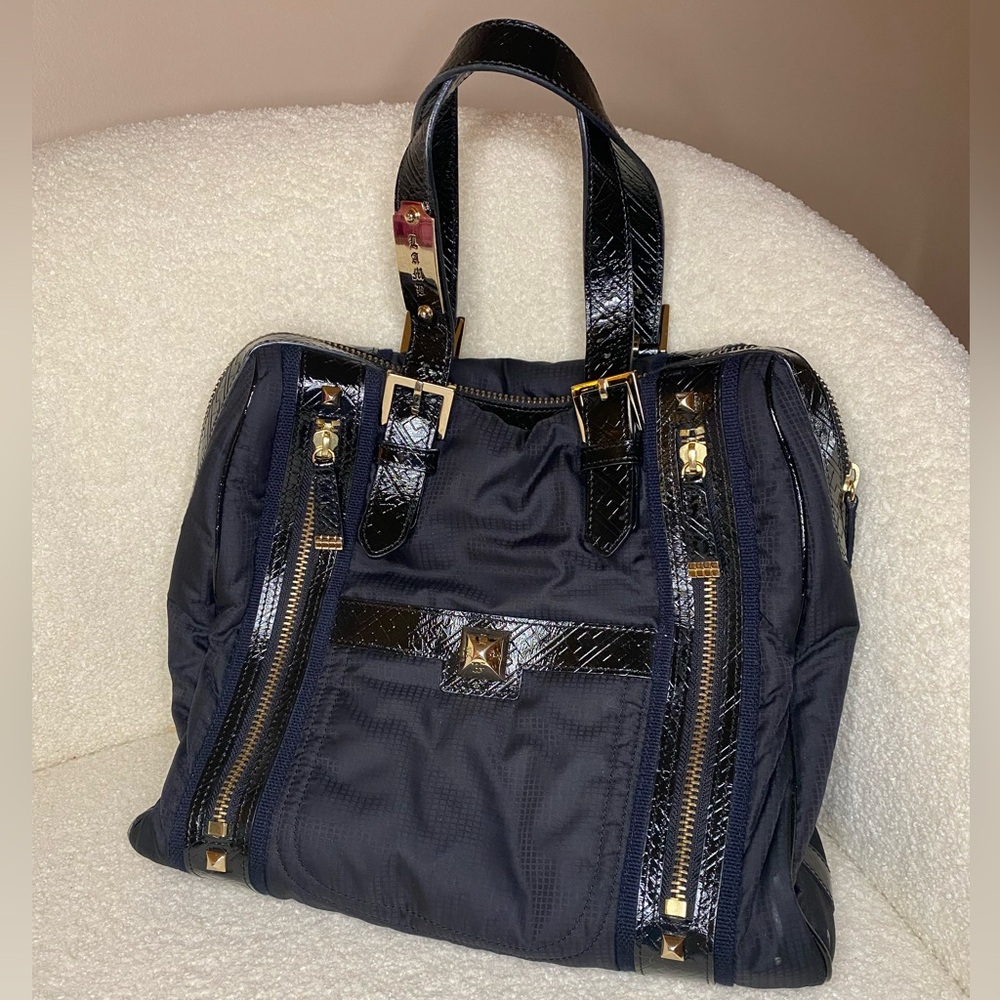 L.A.M.B Gwen Stefani Black Nylon Tote Purse - Picture 2 of 16